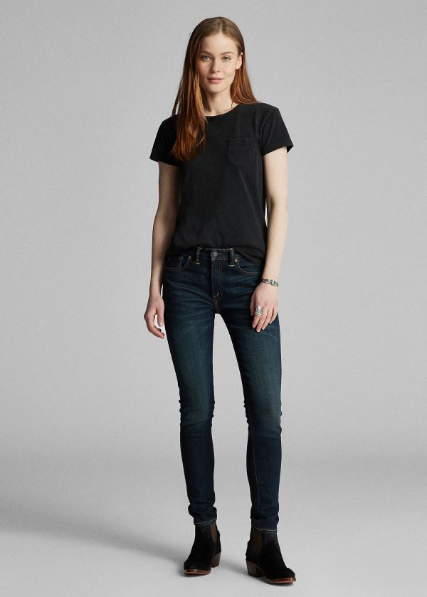 Calças De Ganga Ralph Lauren Stretch Skinny Mulher 24193-GAWH